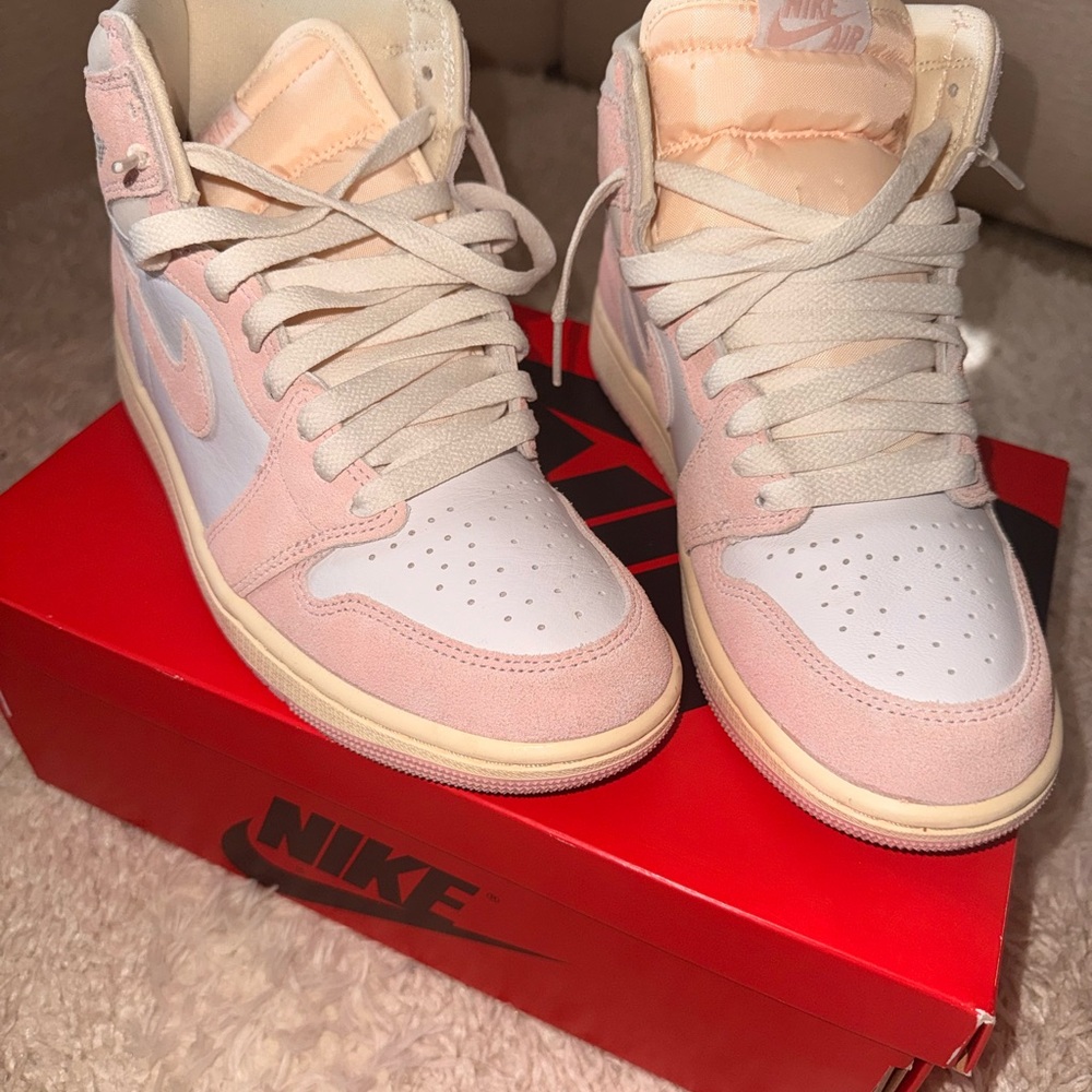 Nike Air Jordan High-Tops - Light Pink and White